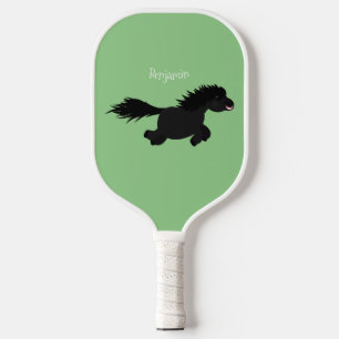 Cute running Shetland pony cartoon illustration Pickleball Paddle