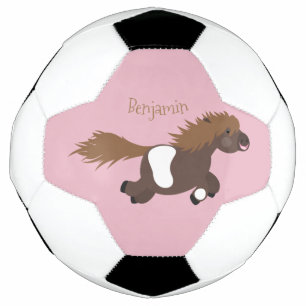 Cute running Shetland pony cartoon illustration Soccer Ball