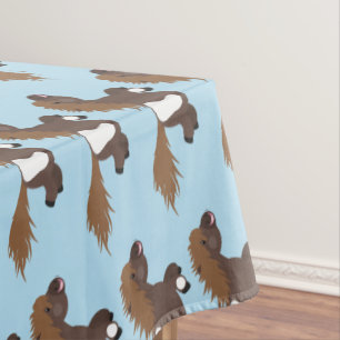 Cute running Shetland pony cartoon illustration  Tablecloth