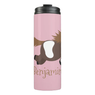 Cute running Shetland pony cartoon illustration Thermal Tumbler
