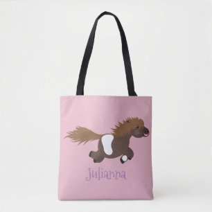 Cute running Shetland pony cartoon illustration Tote Bag
