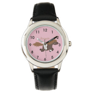 Cute running Shetland pony cartoon illustration Watch