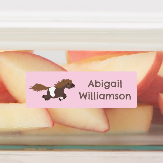 Cute running Shetland pony cartoon personalized  (Affixed)