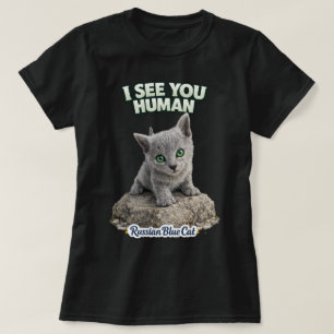 Cute Russian Blue Cat Women’s T-Shirt – “I See You