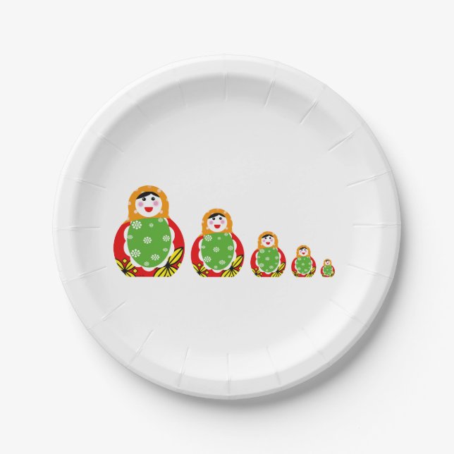 cute Russian nesting dolls Paper Plate (Front)