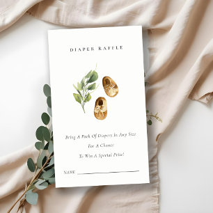 Cute Rust Green Leafy Diaper Raffle Baby Shower Enclosure Card