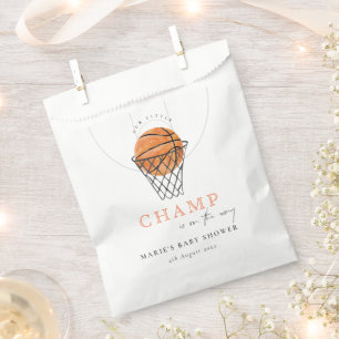 Cute Rust Our Little Champ Basketball Baby Shower Favour Bag