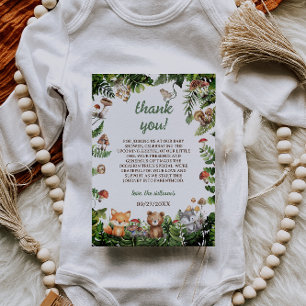 Cute Rustic Animals Greenery Baby Shower Thank you Card