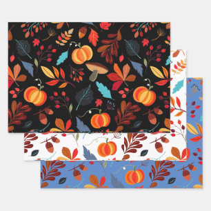 Cute Rustic Autumn Pumpkins Wrapping Paper Sheet