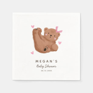 Cute Rustic Bear Girl Baby Shower Napkin