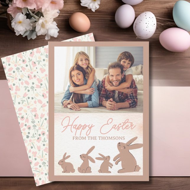 Cute Rustic Boho Bunny Happy Easter Blessing  Holiday Card (Creator Uploaded)
