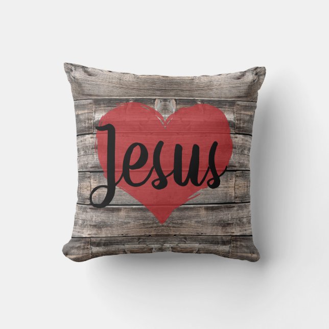 cute rustic chic JESUS HEART | Throw Pillow (Front)