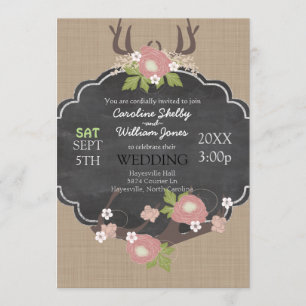 Cute Rustic Country Flower Wedding Invitation