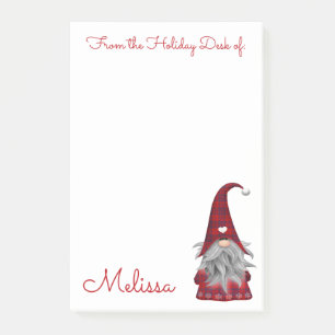 Cute Rustic Custom Christmas Holiday Desk Gnome Post-it Notes