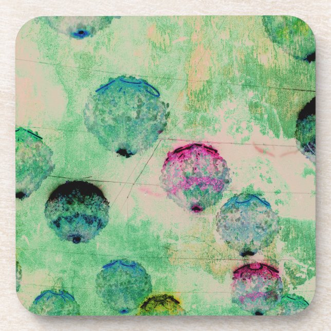Cute, rustic, digital art round brush strokes coaster (Front)