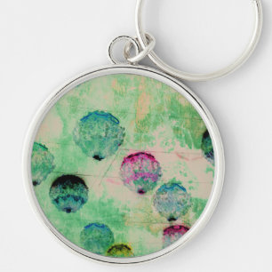Cute, rustic, digital art round brush strokes keychain