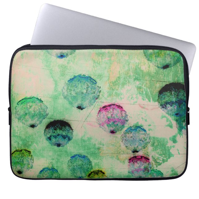 Cute, rustic, digital art round brush strokes laptop sleeve (Front)
