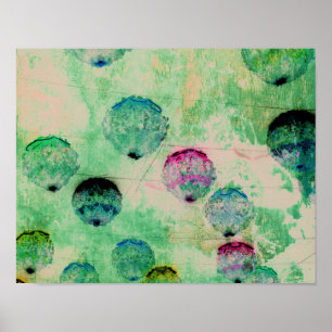 Cute, rustic, digital art round brush strokes poster