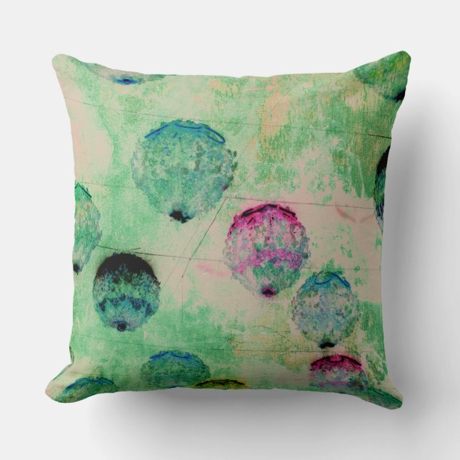 Cute, rustic, digital art round brush strokes throw pillow (Front)