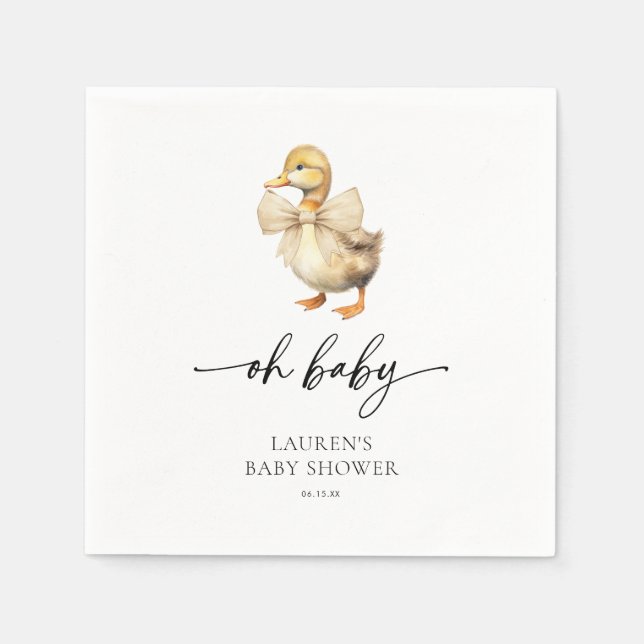 Cute Rustic Duck Baby Shower Napkin (Front)