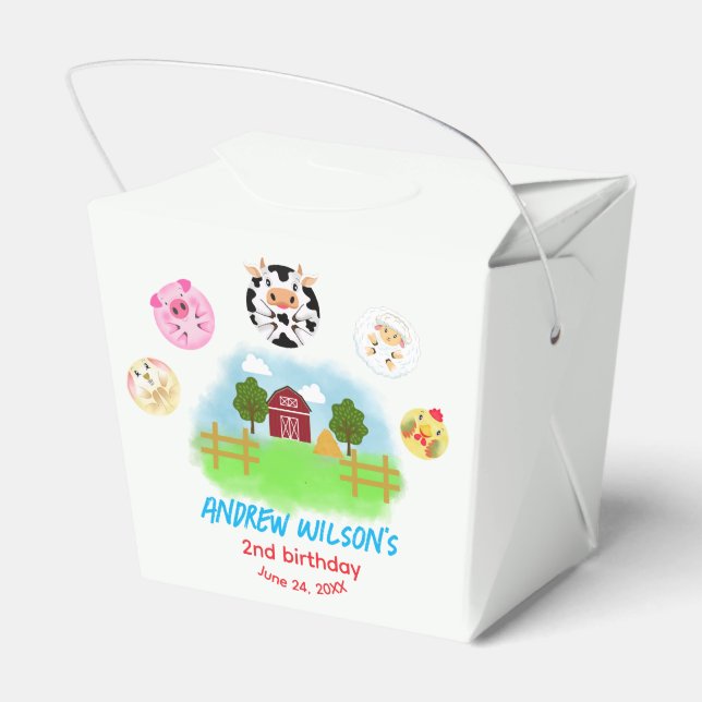 Cute Rustic Farm Party Animals Ready to Play Balls Favor Box (Back Side)