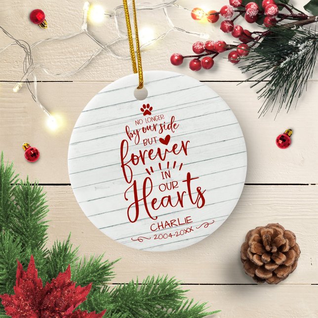 Cute Rustic Farmhouse Cat Or Dog Pet Memorial Red Ceramic Ornament (Creator Uploaded)