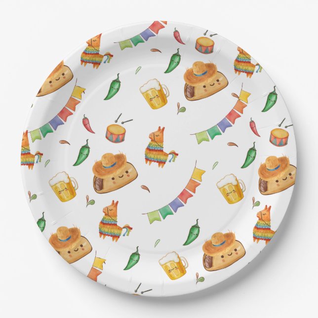 Cute Rustic Fiesta Taco Bout A Baby Shower Paper Plate (Front)