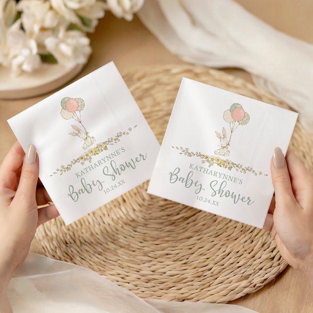Cute Rustic Floral Bunny Baby Shower Napkin (Cute Rustic Floral Bunny Baby Shower Napkins)