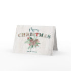 Cute Rustic Floral Merry Christmas Typography