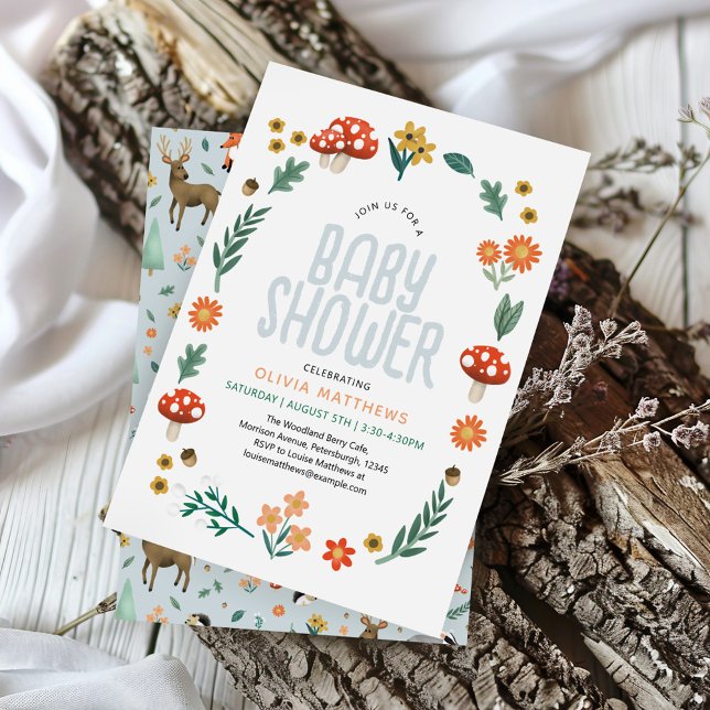 Cute & Rustic Forest Woodland Boys Baby Shower Invitation (Creator Uploaded)