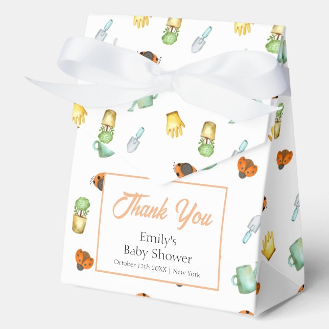 Cute Rustic Greenery Ladybug Garden Baby Shower  Favor Box (Front)