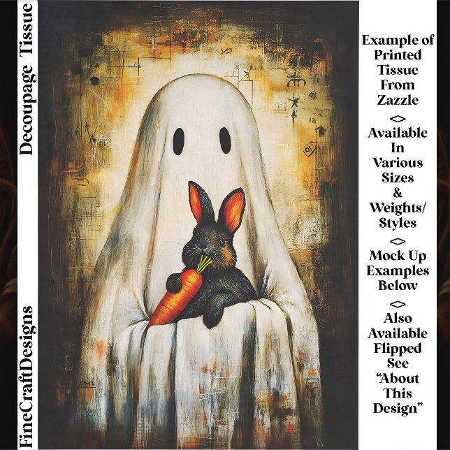 Cute Rustic Halloween Ghost & Bunny FS4L Decoupage Tissue Paper (Creator Uploaded)