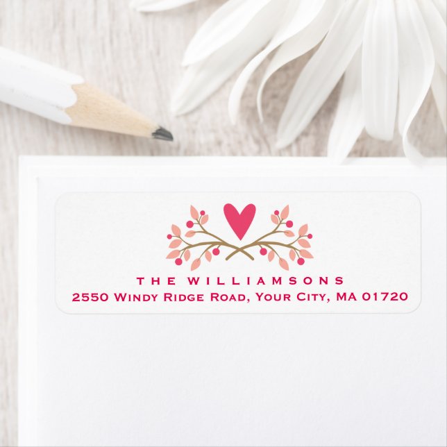 Cute Rustic Heart et Floral Berries Personnalisé (En situation)