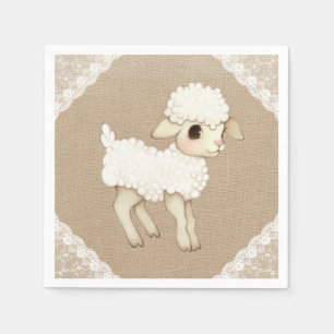 Cute Rustic Lamb Baby Shower Paper Napkin