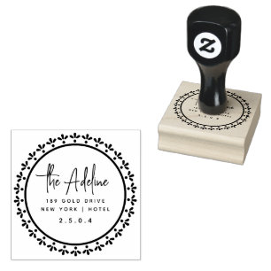 Cute Rustic Laurel Foliage Circular Return Address Rubber Stamp