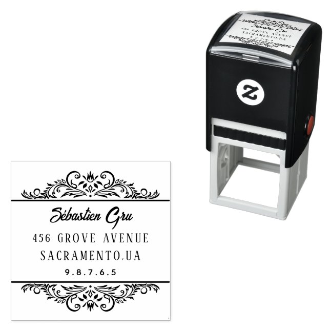 Cute Rustic Laurel Foliage Circular Self-inking Stamp (In Situ)