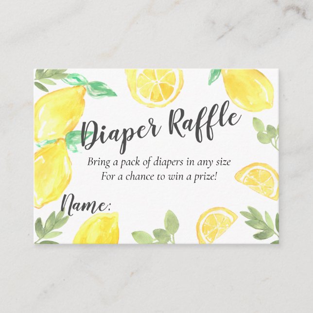 Cute rustic lemon babyshower diaper raffle card (Front)