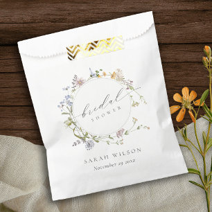 Cute Rustic Meadow Floral Wreath Bridal Shower Favour Bag