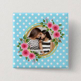 Cute Rustic Meadow Floral Wreath Photo Mothers day 2 Inch Square Button