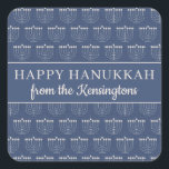 Cute Rustic Menorah Hanukkah Holiday Square Sticker<br><div class="desc">Cute Rustic Menorah Hanukkah Holiday Stickers with a cute pattern of festive menorahs on a subtle holiday blue background. Customize the text to your own liking for a fun,  personalized sticker.</div>