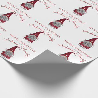 Cute Rustic Merry Christmas Family Gnome Home Wrapping Paper
