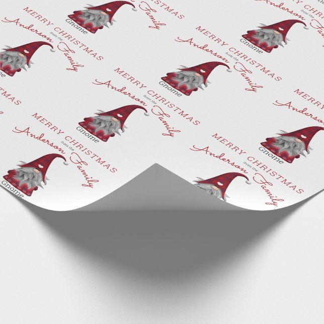 Cute Rustic Merry Christmas Family Gnome Home Wrapping Paper (Corner)