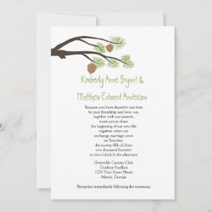 Cute Rustic Pine Cones and Branches Wedding Invite