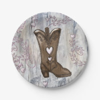 Cute Rustic Pink Cowgirl Heart Boots Bridal Shower