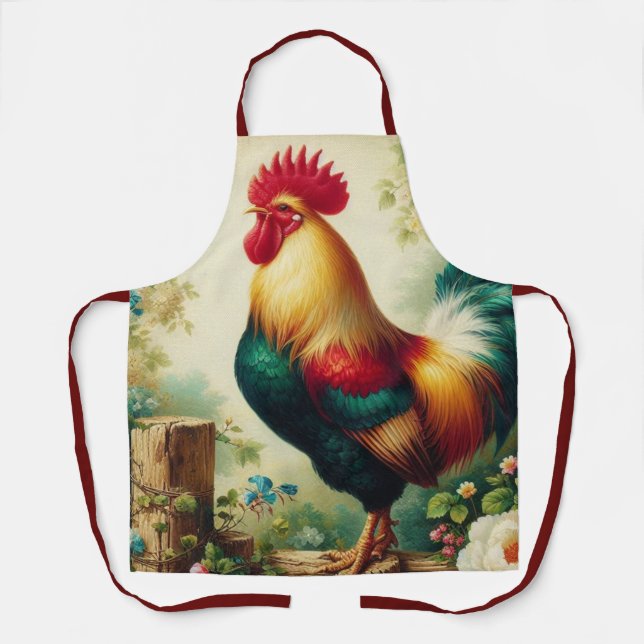 Cute rustic/vintage rooster apron (Front)