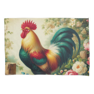 Cute rustic/vintage rooster pillowcase