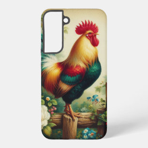 Cute rustic/vintage rooster samsung galaxy case