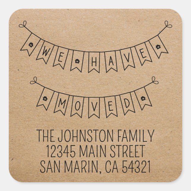 Cute Rustic We Have Moved Heart New Home  Square Sticker (Front)