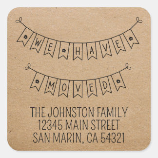 Cute Rustic We Have Moved Heart New Home Square Sticker