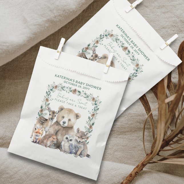 Cute Rustic Winter Woodland Animals Baby Shower Favour Bag (These cute favor bags are perfect for a rustic, woodland animal baby shower theme.)